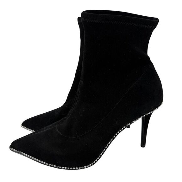 COACH Whitney Bootie Pointed Toe Ankle Boots Black Suede Size 10 B Studded Trim - Picture 4 of 10